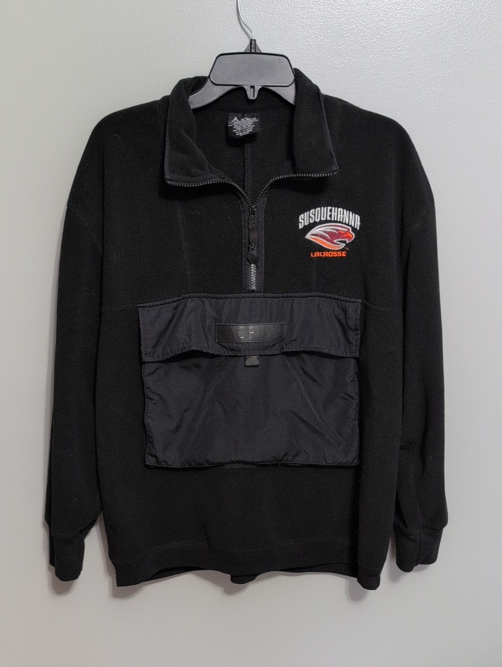 Men's Black Quarter-Zip Pullover Susquehanna University River Hawks Medium